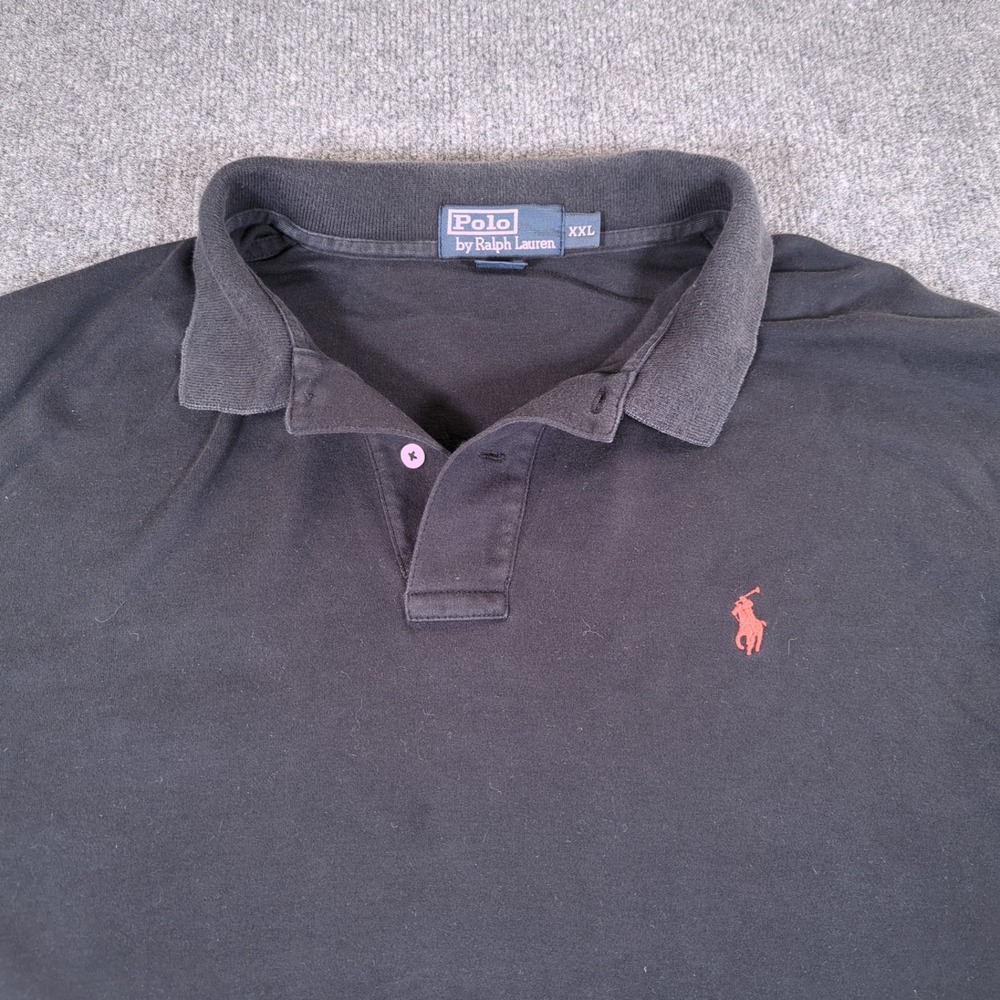 Polo Ralph Lauren Mens XXL Black Short Sleeve Pique Polo Shirt Red Pony 2732